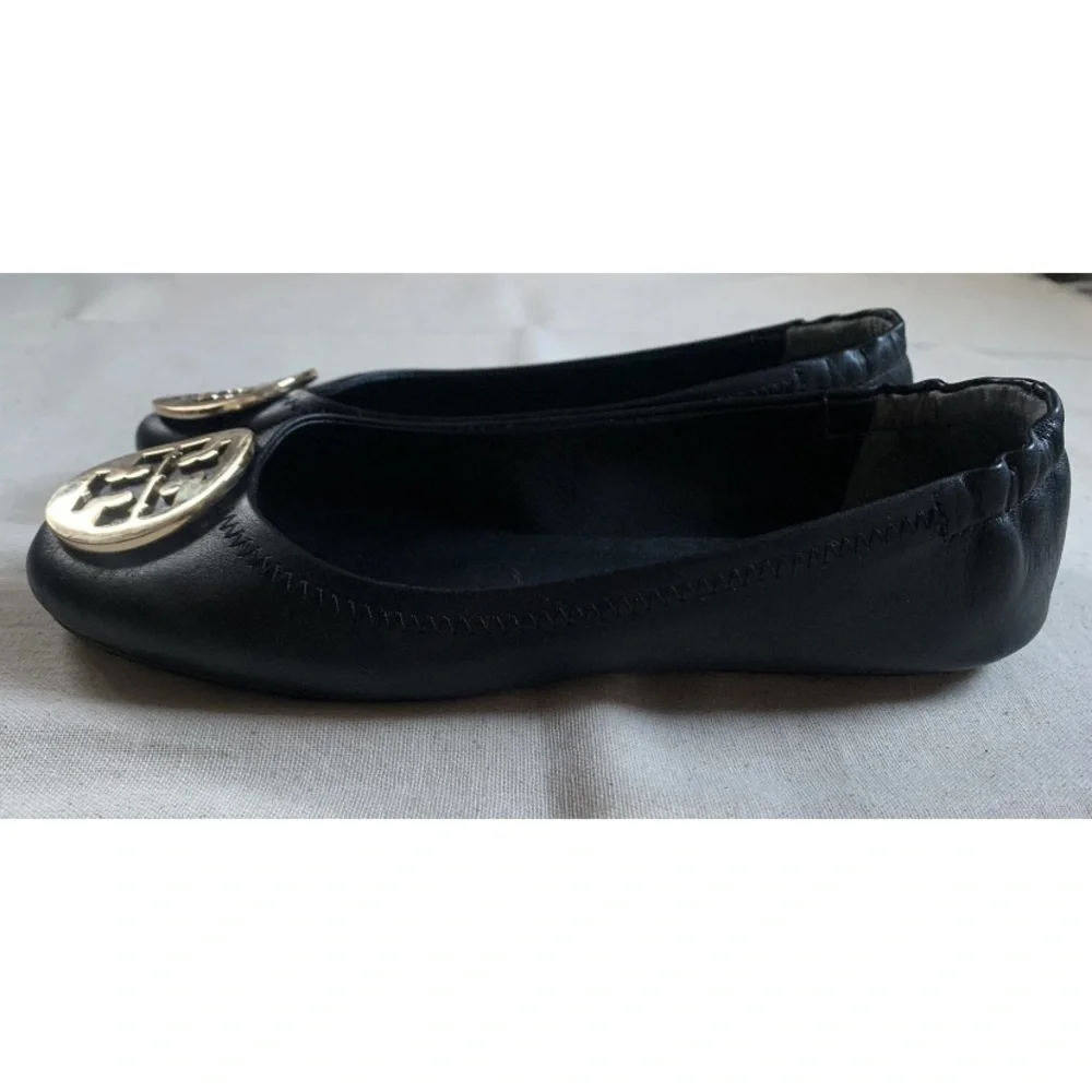 Tory Burch Sz 6M Black Leather Ballet Flats - Picture 4 of 6